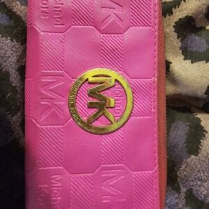 Michael Kors Pink Wallet with Gold Logo